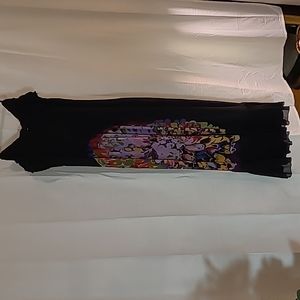 Kensie Pretty 100% silk maxi dress with floral pattern on black- size L